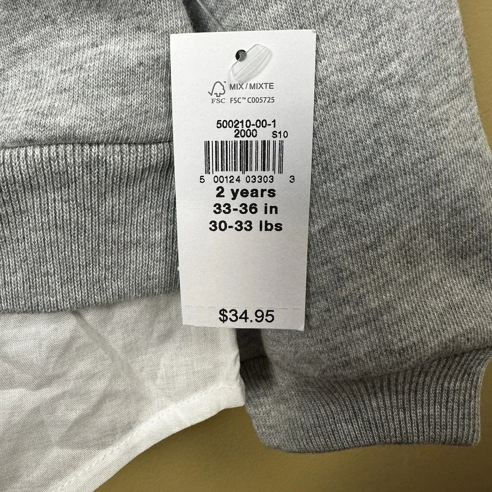Baby Gap Girls Layered Look Sweatshirt - Gap Athletic Logo Size 2 Years Grey NWT